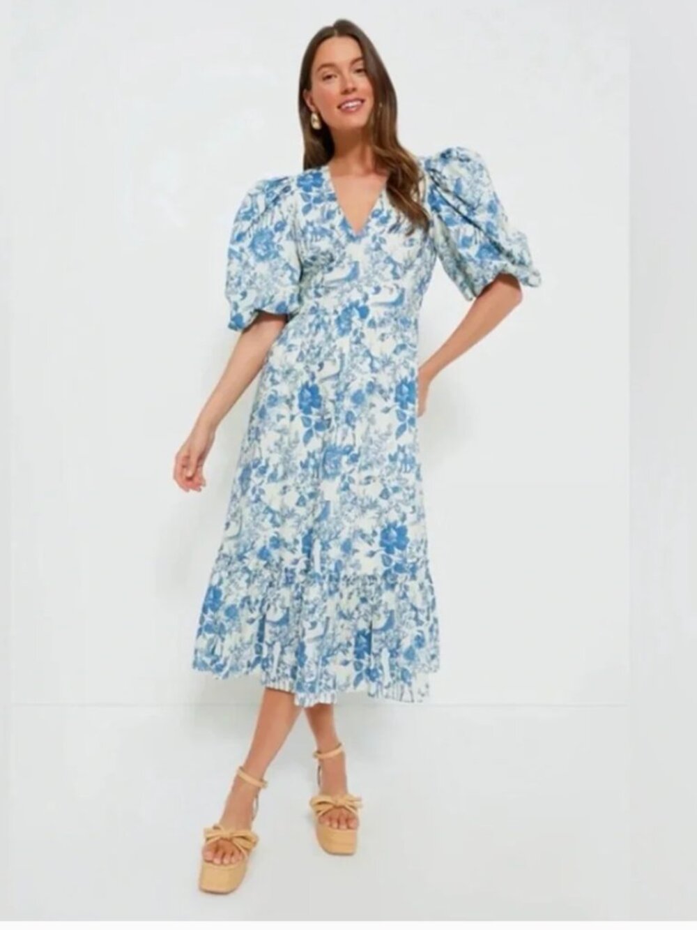 Hyacinth House Blue Woodland Floral Lindley Dress Small